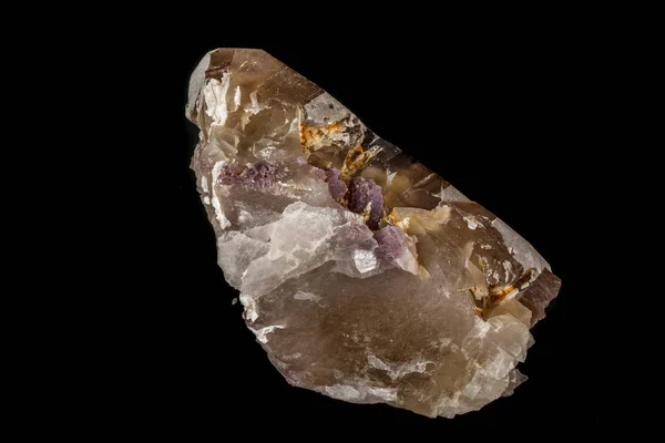 Makro minerální Nerudné minerály turmalínu na Lepidolite černé zpět — Stock fotografie