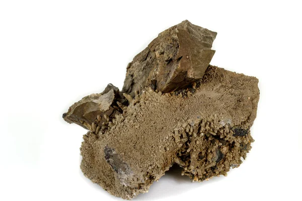 매크로 광물 pyrite 돌 백색 배경 — 스톡 사진