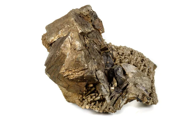 Makro mineral pirit taşı arka plan beyaz