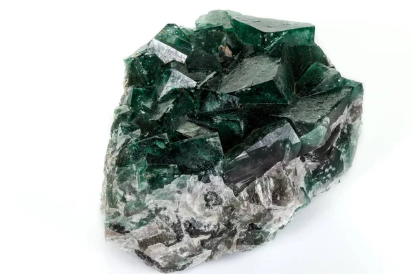 Batuan mineral makro Latar belakang putih Fluorit — Stok Foto