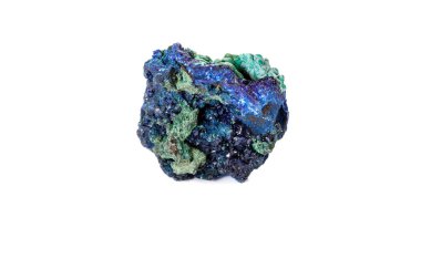 Makro mineral taş malakit ve Azurit beyaz backgrou karşı