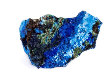 Makro mineral taş malakit ve Azurit beyaz backgrou karşı