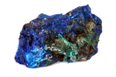 Makro mineral taş malakit ve Azurit beyaz backgrou karşı