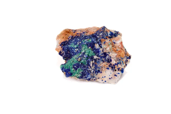Makromineralstein Malachit und Azurit vor weißem Hintergrund — Stockfoto