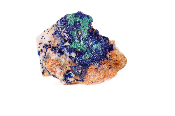 Μακροεντολή ορυκτή πέτρα μαλαχίτη και αζουρίτη εναντίον λευκό λεμονάτα — Φωτογραφία Αρχείου