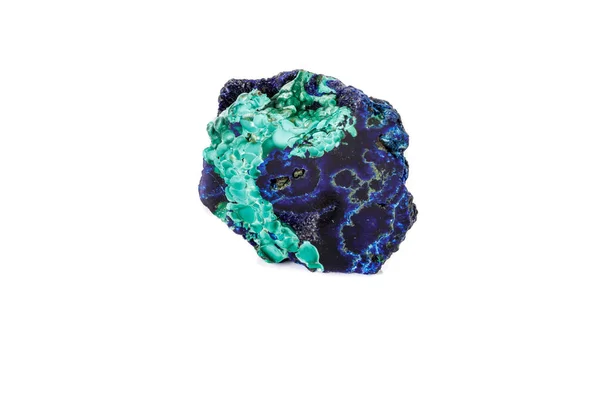 Pietra macrominerale Malachite e Azurite contro il backgrou bianco — Foto Stock