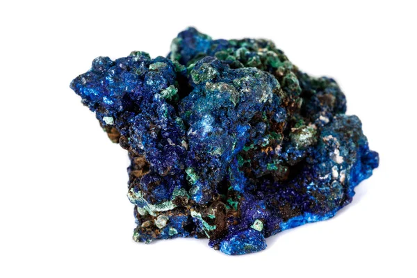 Макро минеральный камень малахит и азурит против белого бэкгру — стоковое фото