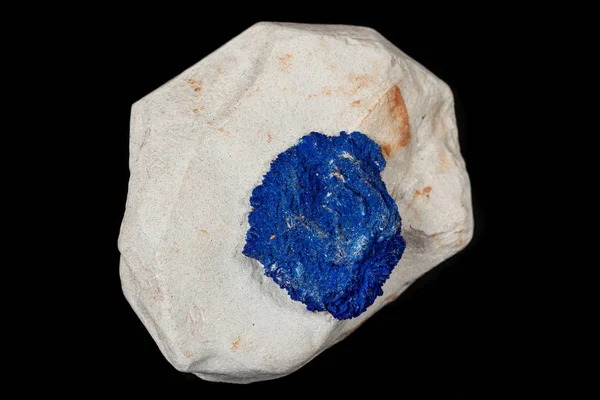 Macro mineral stone Azurite in siltstone against black backgroun — Stock Photo, Image