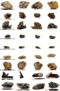 Makro mineral taş dumanlı kuvars, beyaz bir backgrou üzerinde rauchtopaz