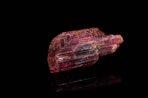 Macro mineral tourmaline stone on black background — Stock Photo, Image