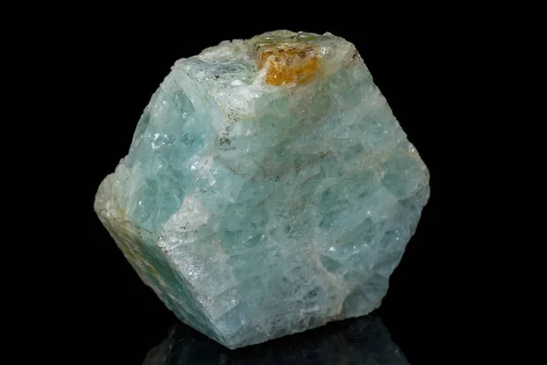 Macro mineral stone aquamarine on a black background — Stock Photo, Image