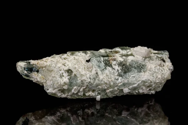 macro mineral stone aquamarine on a black background