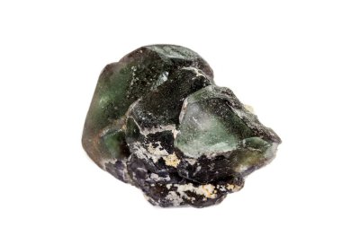 Beyaz arka plan üzerinde makro mineral florit taşı