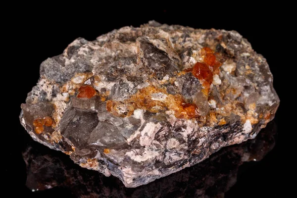 Makro mineral sten Grossular, Garnet, epidot på en svart bakgr — Stockfoto