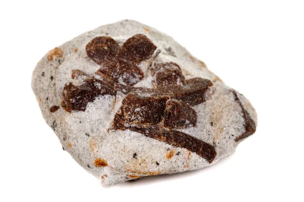 Macro mineral stone Staurolite on a white background — Stock Photo, Image
