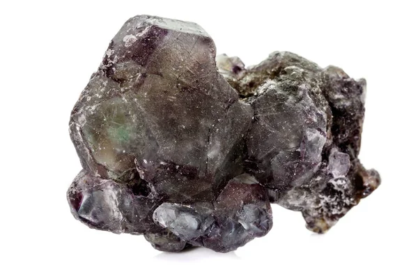 Beyaz arka plan üzerinde makro mineral florit taşı — Stok fotoğraf