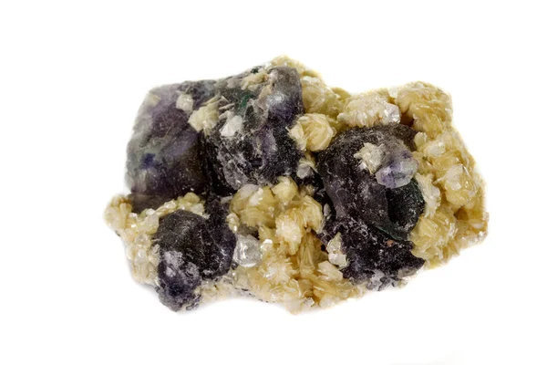Batu fluorit mineral makro pada latar belakang putih — Stok Foto