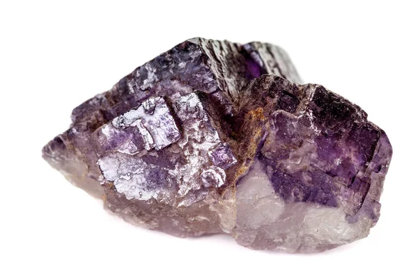 Pietra di fluorite macrominerale su sfondo bianco — Foto Stock