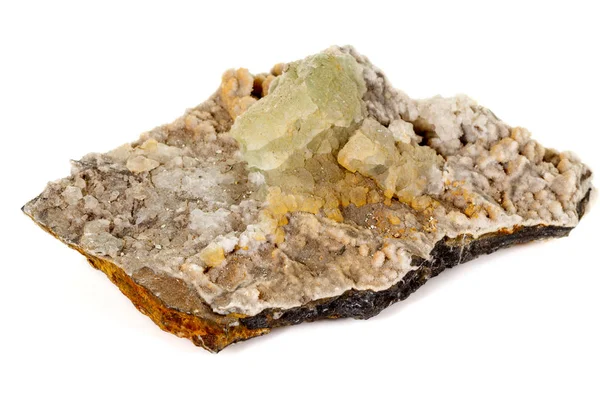Makro-Mineral Fluorit Stein auf weißem Hintergrund — Stockfoto