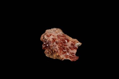 Makro mineral taş Vanadinite siyah bir zemin üzerine