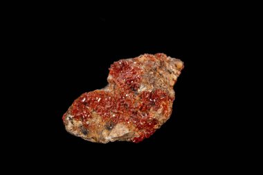 Makro mineral taş Vanadinite siyah bir zemin üzerine