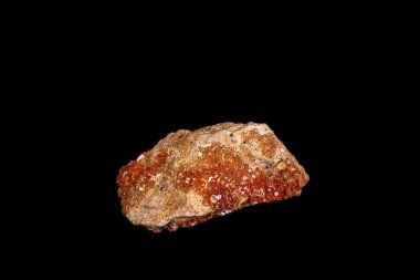 Makro mineral taş Vanadinite siyah bir zemin üzerine