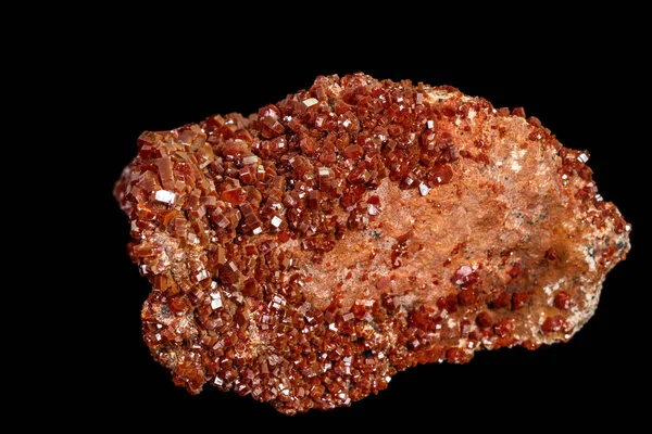 Macro mineral stone Vanadinite on a black background — Stock Photo, Image