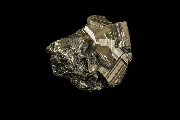 Macro mineral stone Pyrite on a black background — Stock Photo, Image