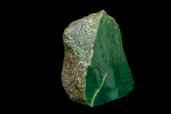Macro stone Nephrite mineral on black background — Stock Photo, Image