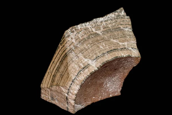 Μακροεντολή πέτρα μεταλλικό Datolite-βολλαστονίτης Scarn σε μια μαύρη backg — Φωτογραφία Αρχείου