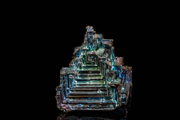 Macro of the stone bismuth mineral on a black background — Stock Photo, Image