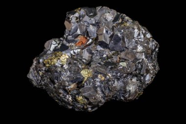 Macro stone mineral Galena on a black background clipart