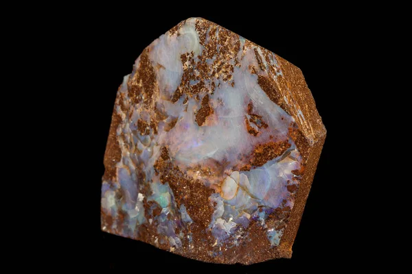 Macro Piedra Ópalo Mineral Roca Sobre Fondo Negro Cerca —  Fotos de Stock