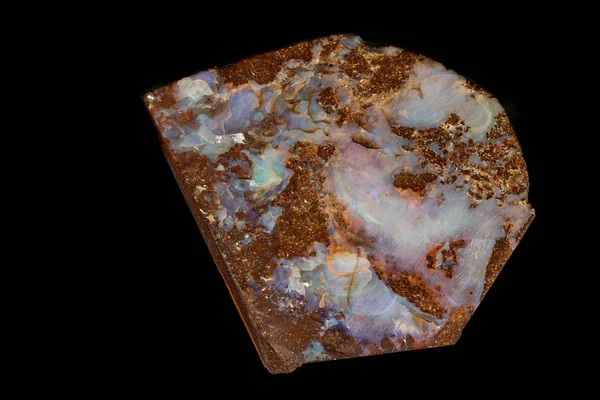 Makro Kámen Minerální Opal Rock Černém Pozadí Zblízka — Stock fotografie