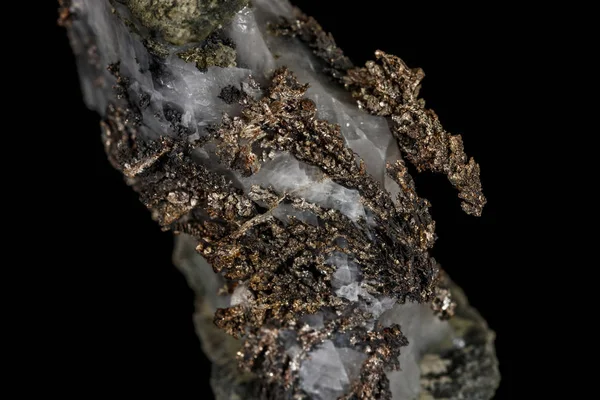 マクロ石ヴィンテージ生地の岩の鉱物のシルバー メタル — ストック写真