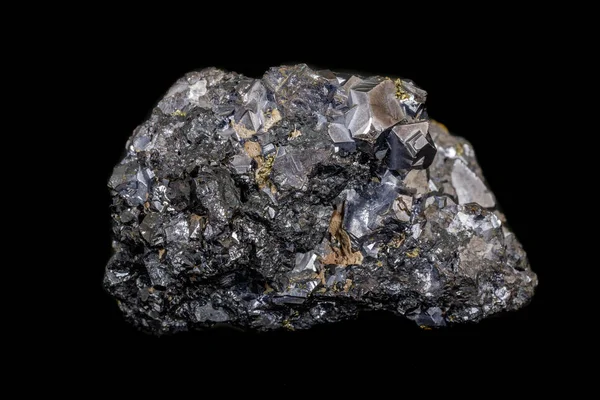 Macro pietra minerale Galena su sfondo nero — Foto Stock