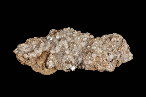 Makro taş Apophyllite mineral ilvaite üzerinde siyah bir backgrou ile — Stok fotoğraf