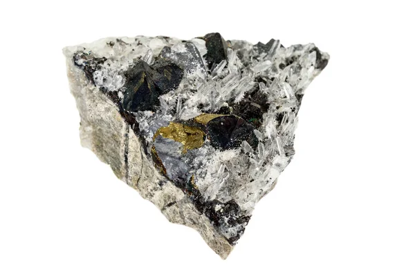 宏石矿物磁黄铁矿、石英、沙石、方解石、加尔 — 图库照片