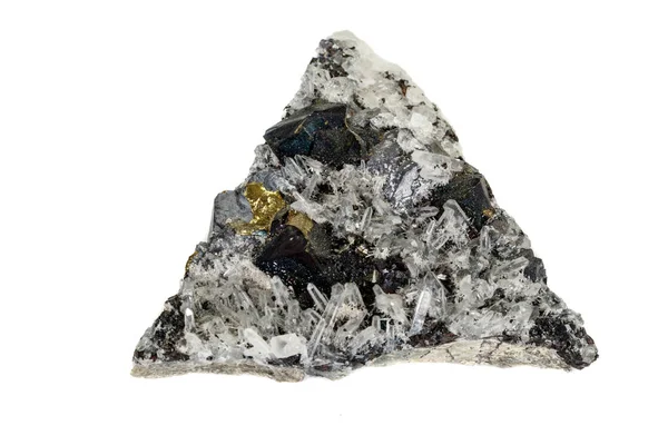 Piedra macro mineral Pirrotita, cuarzo, esfalalita, calcita, Gal —  Fotos de Stock