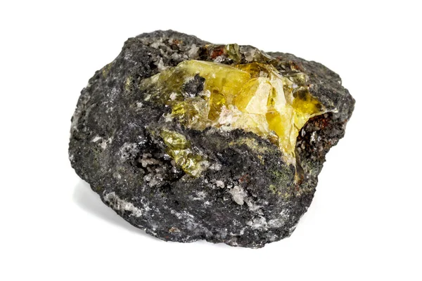 Macro de piedra mineral Anglesite en Galena sobre fondo blanco — Foto de Stock