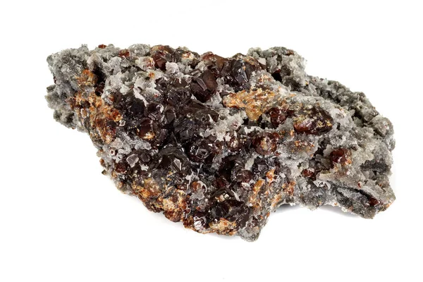 Beyaz arka planda makro taş mineral Sphalerite — Stok fotoğraf