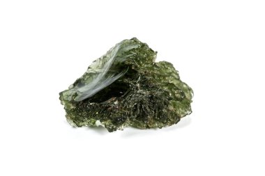 Beyaz arka planda makro taş mineral meteorit tektit 