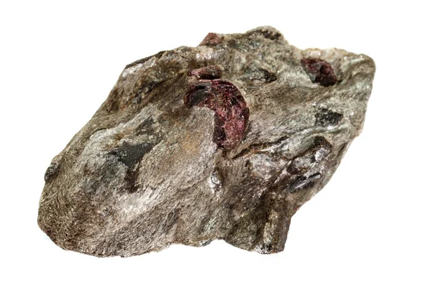 Beyaz bir arka planda rock makro taş Garnet mineral 