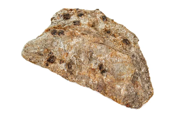 Beyaz bir arka planda rock makro taş Garnet mineral — Stok fotoğraf