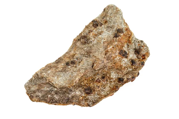 Makró kő Garnet ásványi a rock fehér alapon — Stock Fotó