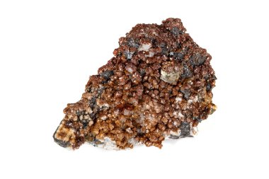 Beyaz arka plan üzerinde makro taş Kalsit minerali 