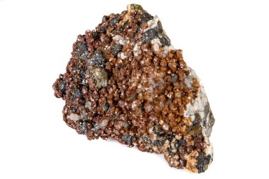 Beyaz arka plan üzerinde makro taş Kalsit minerali 