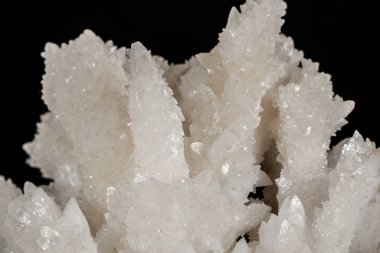 Makro taş kalsit maden siyah bir zemin üzerine