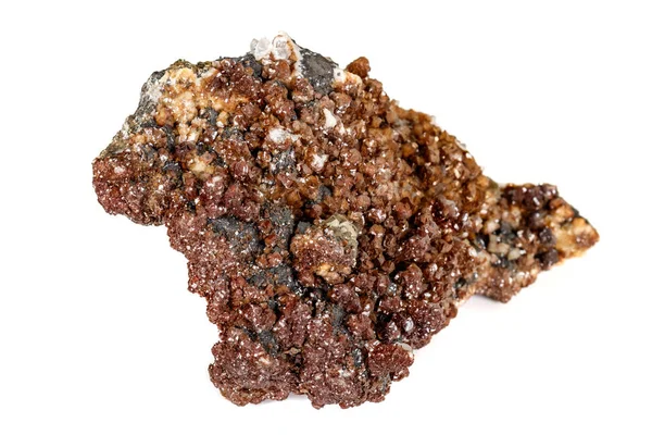 Makro kámen Kalcitovaný minerál na bílém pozadí — Stock fotografie