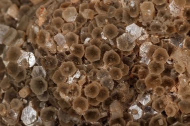 Siyah arka plan üzerinde makro taş Aragonit minerali